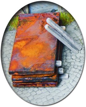Brammen Rohmetallplatten rostig als Ladegut, 20 Stück, Spur 0 (Null), 1:45