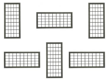 Industriefenster, Lasercut, 6 Stück, rechteckig, grau, Spur 0 (Null), 1:45