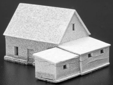 Preview: Bahnwärterhaus mit Stall unbemalt, Spur T, 1:450 Preview: Bahnwärterhaus mit Stall unbemalt, Spur T, 1:450