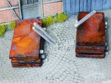 Brammen Rohmetallplatten rostig als Ladegut, 10 Stück, Spur 0 (Null), 1:45