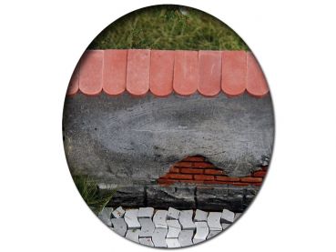 Dachziegel Biberschwanz Rundschnitt, rot dunkel, 360 Stück, Spur 0 (Null), 1:45