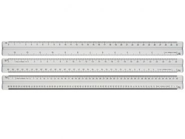 Preview: Maßstabslineal Aluminium, 30 cm - für Spur 0, H0, TT, N, Z
