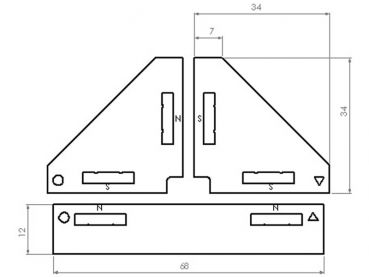 Preview: Modellbau Winkelset 180° Grad,  magnetische Verbindungshilfe Klebehilfe
