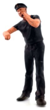 Lokführer Stephan DR, Modellbahnfigur handbemalt, Spur 0 (Null), 1:45