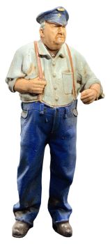 Lokführer Werner DR, Modellbahnfigur handbemalt, Spur 0 (Null), 1:45