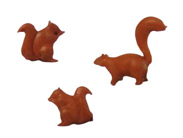 Eichhörnchen rotbraun, 2x sitzend, 1x stehend handbemalt, Spur 0 (Null), 1:45