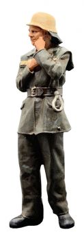 Feuerwehrmann BRD Helm zu, Modellbahnfigur handbemalt, Spur 0 (Null), 1:45