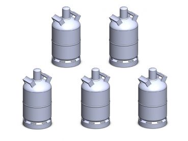 Gasflasche 11 kg, 5 Stück, Spur H0, 1:87