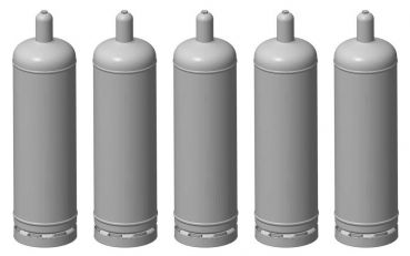 Gasflasche 50 Liter, 5 Stück, Spur H0, 1:87