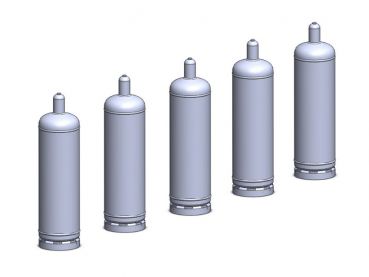 Gasflasche 50 Liter, 5 Stück, Spur H0, 1:87
