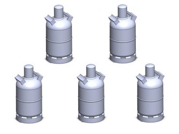 Gasflasche 5 kg, 5 Stück, Spur H0, 1:87