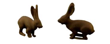 Hasen, 2 Stück braun handbemalt, Spur 0 (Null), 1:45