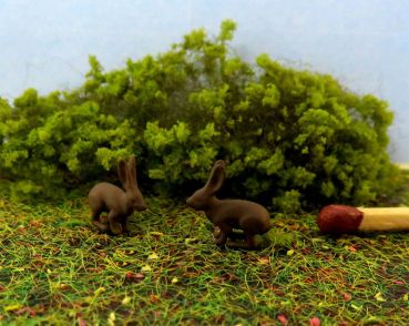 Preview: Hasen, 2 Stück braun handbemalt, Spur 0 (Null), 1:45