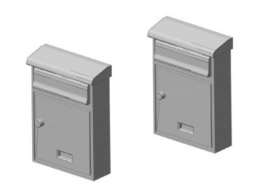 Briefkasten Hausbriefkasten, modern mit Dach, 2 Stück, Spur H0, 1:87