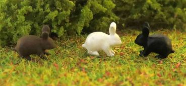 Preview: Kaninchen braun weiss schwarz handbemalt, Spur 0 (Null), 1:45