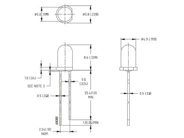 Preview: LED 5mm kaltweiß Gehäuse klar 18.000mcd extrem hell