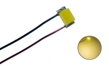 Preview: SMD LED 0603 mit Kupferlackdraht warmweiß, 2 Stück Preview: SMD LED 0603 mit Kupferlackdraht warmweiß, 2 Stück