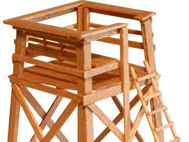 Preview: Hochsitz klein mit Leiter, oben offen, Spur H0, 1:87