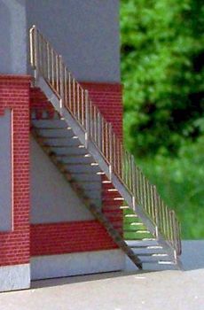 Preview: Treppenaufstieg Aussentreppe, LaserCut-Bausatz für Spur H0, 1:87