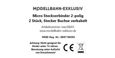 Preview: Micro Steckverbinder 2-polig Modellbahn Modellbau, 2 Stück, Stecker Buchse verkabelt