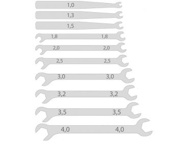 Preview: Micro Maulschlüssel Set, 10-teilig, 1-4 mm für Modellbahn, Modellbau, Hobby