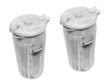 Mülltonne DDR, 2 Stück handbemalt, Spur 1, 1:32