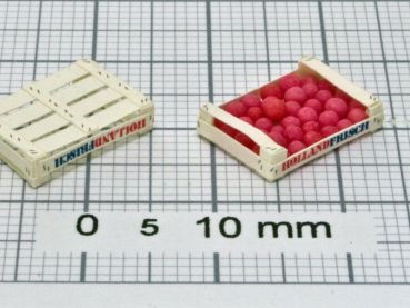 Preview: Obstkiste niedrig, HOLLAND FRISCH, Bausatz für 2 Stück, Spur 0, 1:43