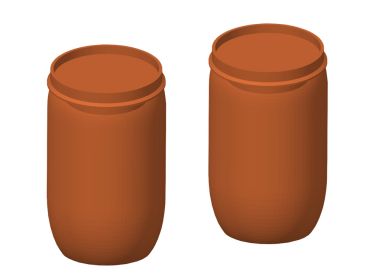 Polydeckelfass 200L mit Deckel, offen oder geschlossen darstellbar, 2 Stück, Spur H0, 1:87