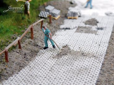 Preview: Rasengittersteine grau, 190 Stück, Spur H0, 1:87