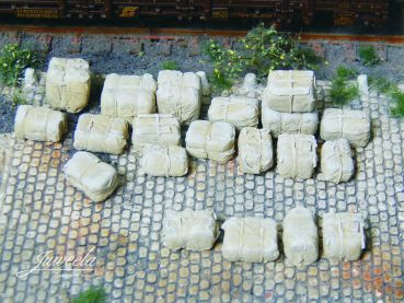 Preview: Rohstoffballen beige, 40 Stück, Spur H0, 1:87