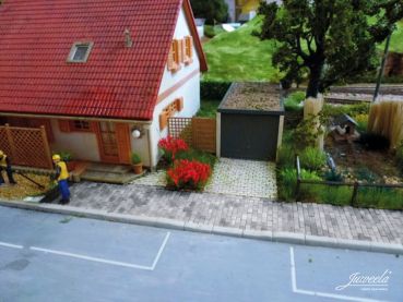 Straßenpflaster Gehwegpflaster grau Mix, 2.000 Stück, Spur H0, 1:87