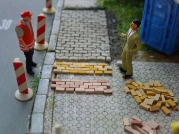 Straßenpflaster Gehwegpflaster rot Mix, 2.000 Stück, Spur H0, 1:87