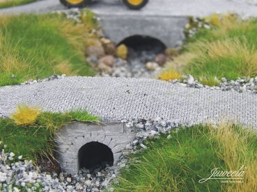 Wasserdurchlass Bachbrücke Flussbrücke klein, Ziegel grau, 8 Stück, Spur H0, 1:87