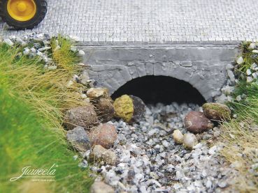 Preview: Wasserdurchlass Bachbrücke Flussbrücke mittel, Ziegel grau, 6 Stück, Spur H0, 1:87