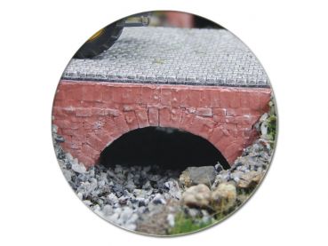 Wasserdurchlass Bachbrücke Flussbrücke mittel, Ziegel rot, 3 Stück, Spur H0, 1:87