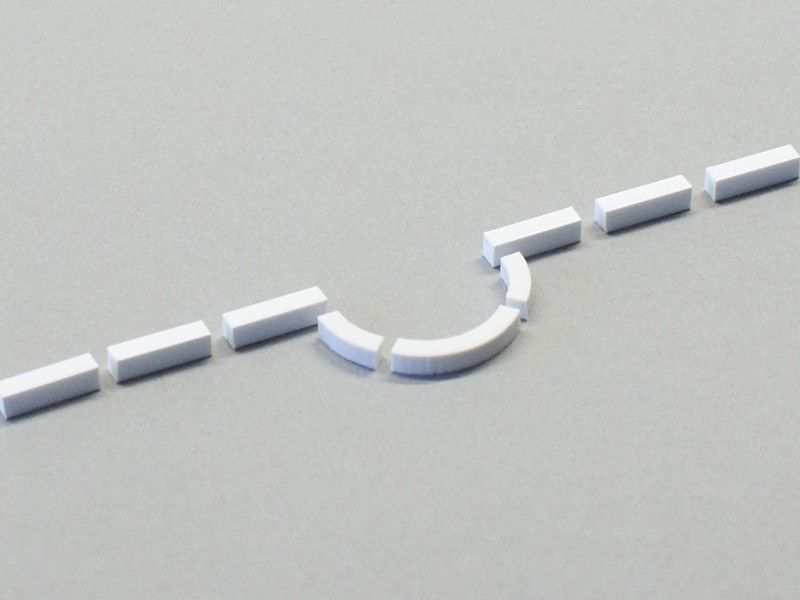 Bordsteine 45° Bogensteine, H=2,5 mm, 8 Stück, Spur H0, 1:87