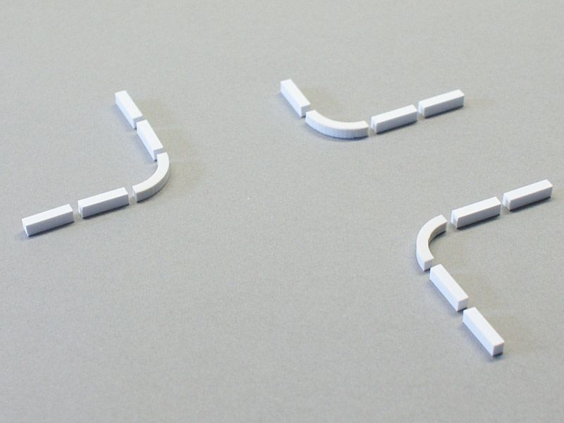 Bordsteine 45° Bogensteine, H=2,5 mm, 8 Stück, Spur H0, 1:87