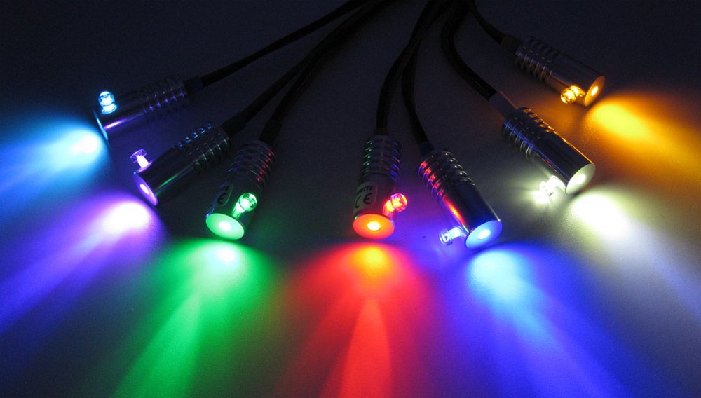 LED Adapter für Lichtwellenleiter Lichtleiter LWL Leuchtfarbe HELLBLAU