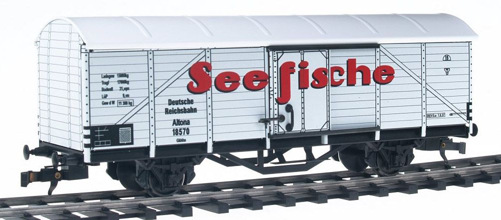 Gedeckter Güterwagen Gkhhs SEEFISCHE, Deutsche Reichsbahn DR, Spur 0, 1:45