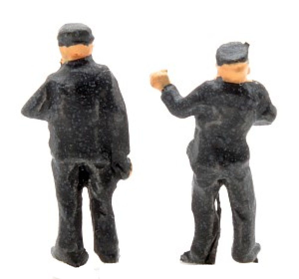Lokführer und Heizer, 2 Modellbahnfiguren handbemalt, Spur TT, 1:120