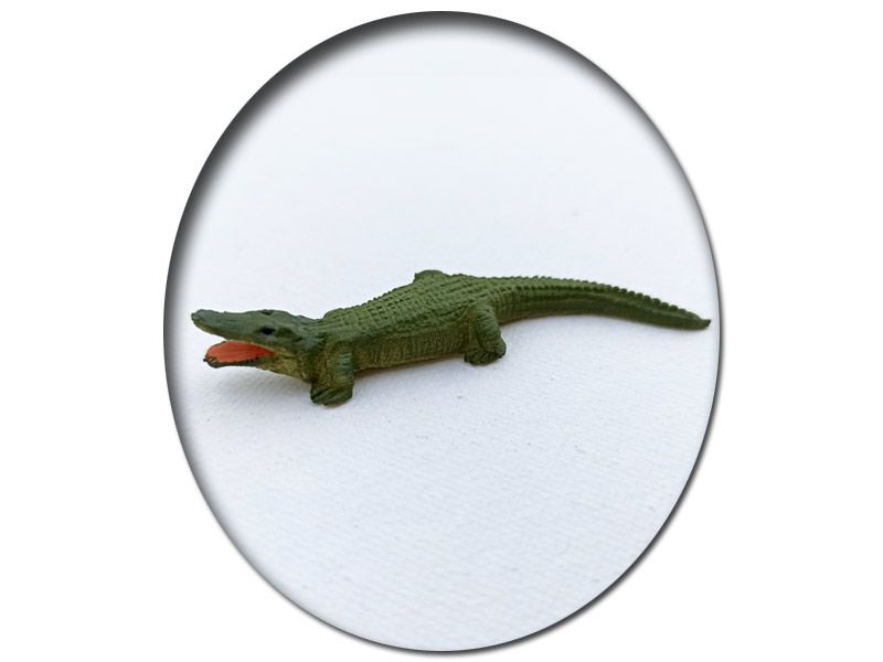 Alligator Krokodil mit offenem Maul, Modellbahnfigur handbemalt, Spur 0 (Null), 1:45
