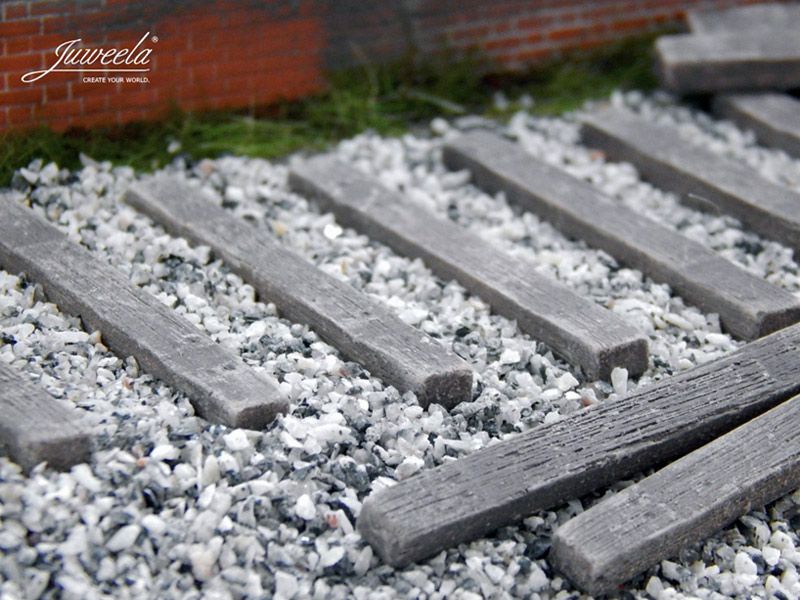 Bahnschwellen Holz-Optik, gealtert, 50 Stück, Spur 0 (Null), 1:45