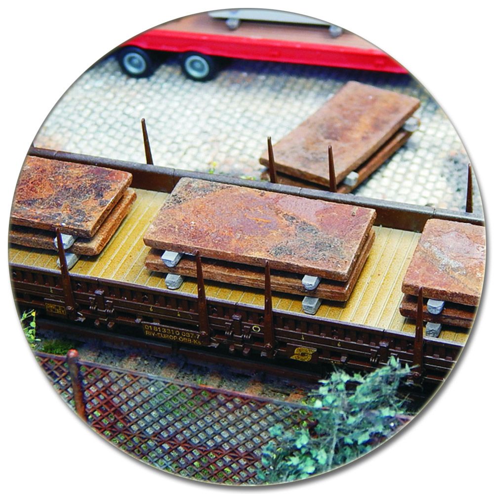 Brammen Rohmetallplatten rostig als Ladegut, 10 Stück, Spur H0, 1:87