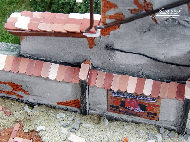 Dachziegel Biberschwanz Rundschnitt, rot mittel, 360 Stück, Spur 0 (Null), 1:45
