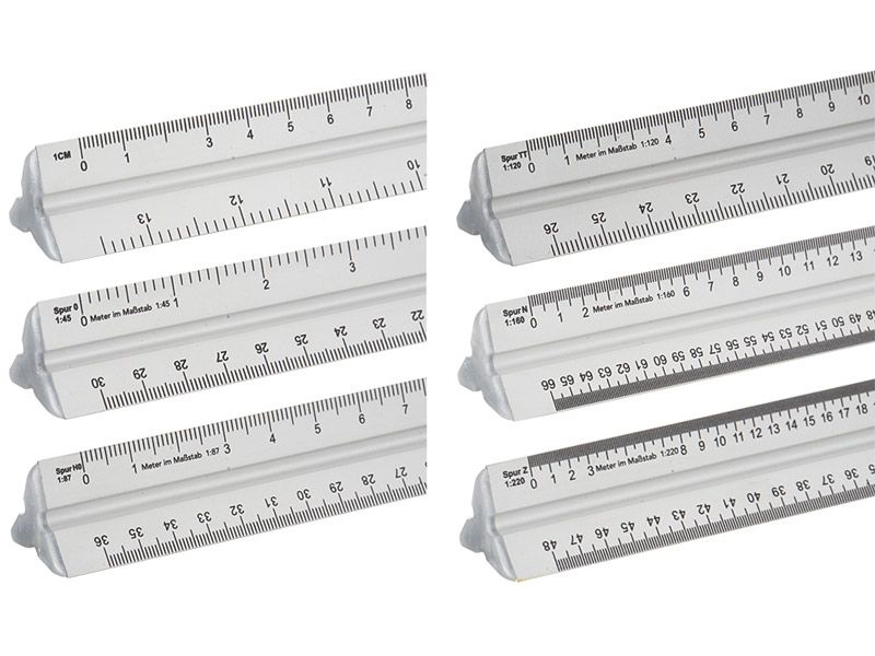 Maßstabslineal Aluminium, 30 cm - für Spur 0, H0, TT, N, Z