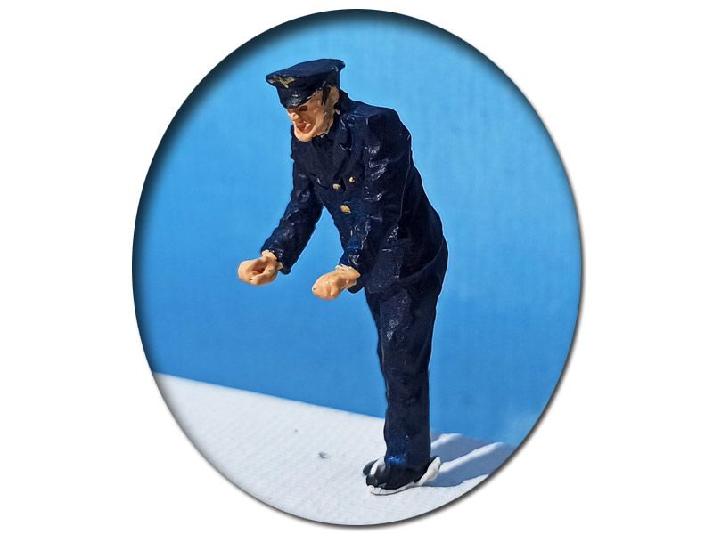 Eisenbahner aufgestützt, Modellbahnfigur handbemalt, Spur 0 (Null), 1:45