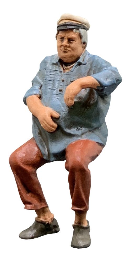 Feldbahn Lokführer Karl, Modellbahnfigur handbemalt, Spur 0 (Null), 1:45