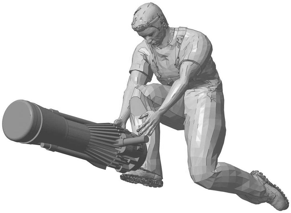 Figur Arbeiterfigur für Explosionsramme kniend, Spur 0, 1:45