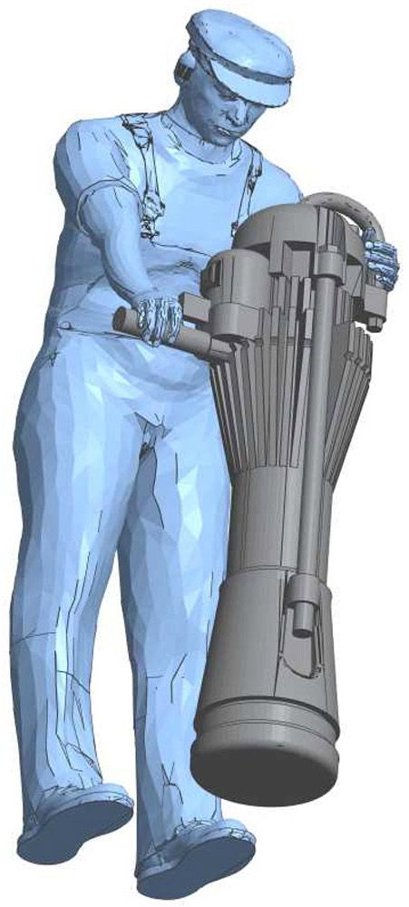 Figur Arbeiterfigur für Explosionsramme Rechtshänder stehend, Spur 1, 1:32