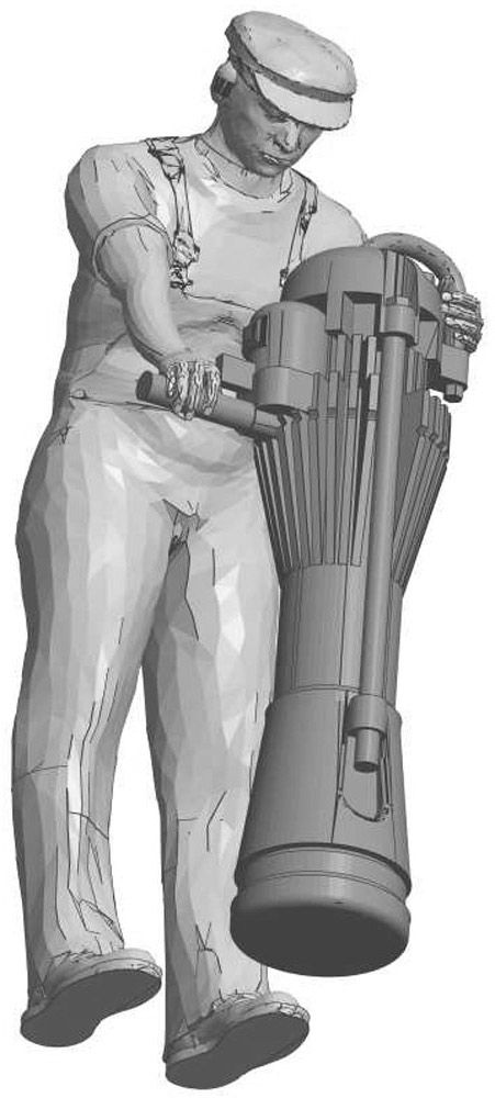 Figur Arbeiterfigur für Explosionsramme Rechtshänder stehend, Spur 1, 1:32